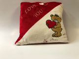 Kissen mit Bär „I love You“ rot-beige